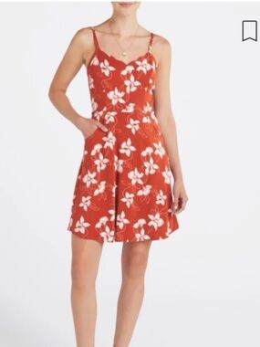 41 Hawthorn Rust Red Floral Sundress with White Print